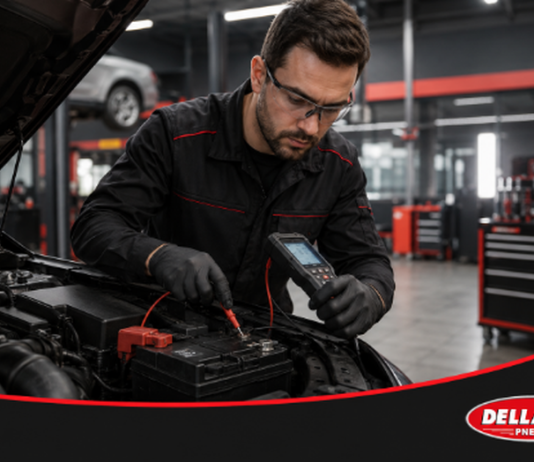 Seu carro demora a ligar? Veja quando testar a bateria Mecânico Realizando teste de bateria - Della Via Pneus